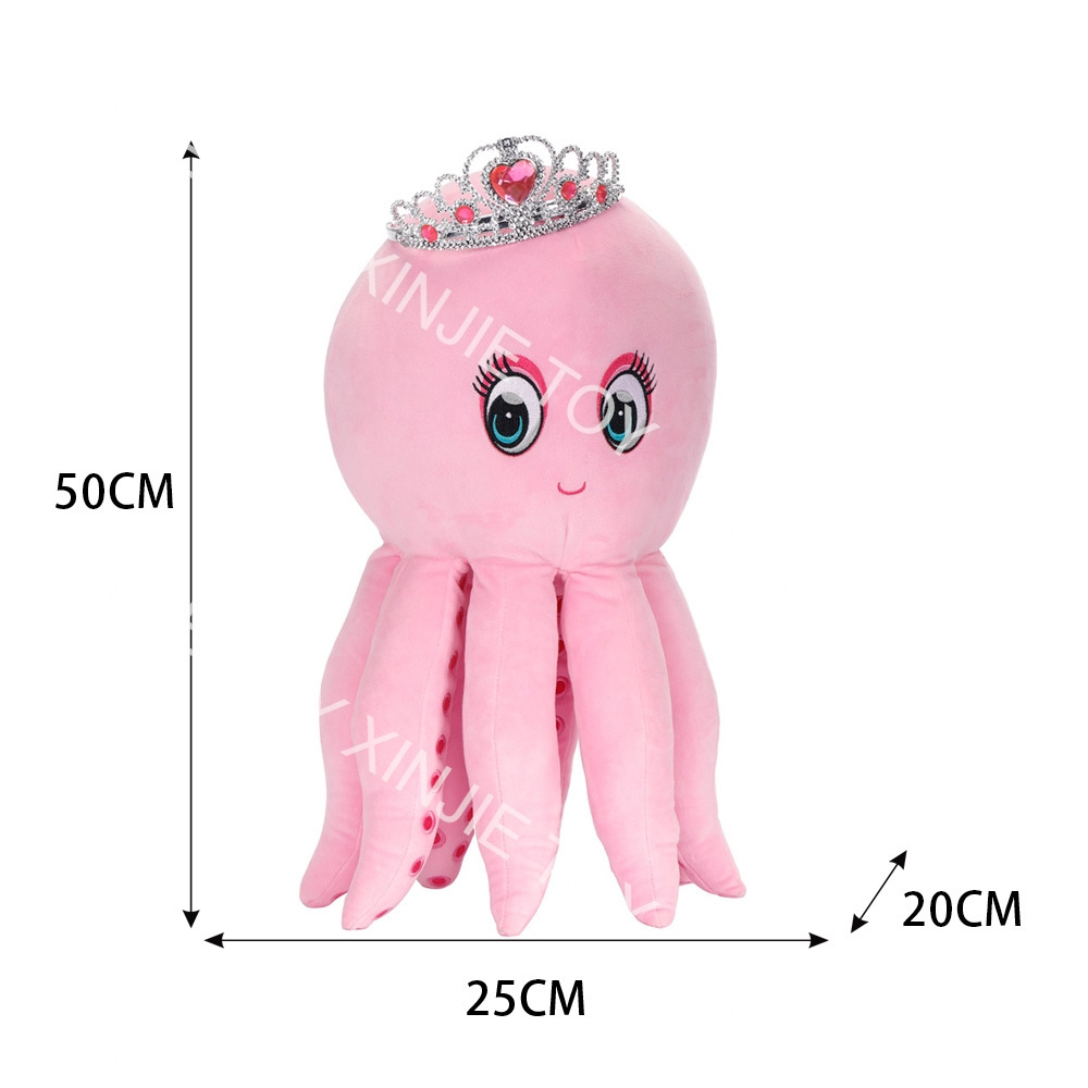 Sea animal octopus rag doll plush toy Custom pink crown cartoon Octopus stuffed animal plush toy for girl's birthday gift