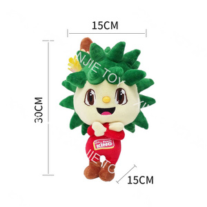 Custom 30cm Standing Plush Doll Toys Cartoon Human Plush Toy Masct with Crown Embroidery Printing Logo Spiky Hair Boy Costumes