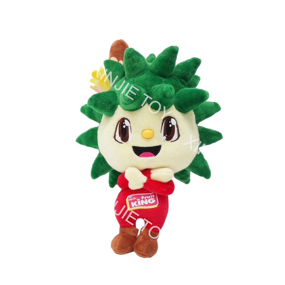 Custom 30cm Standing Plush Doll Toys Cartoon Human Plush Toy Masct with Crown Embroidery Printing Logo Spiky Hair Boy Costumes