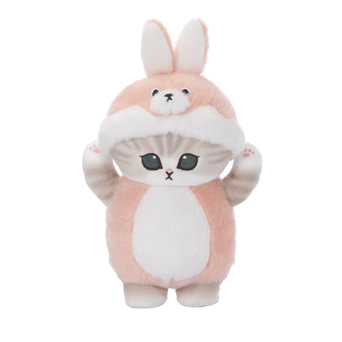 New Product Idea Plush Standing Kitten Cute Cat A Kitten In A Rabbit Hat Custom Cat Toys Exquisite Toys