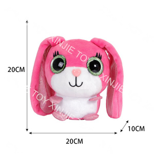 wholesale price big-eyed rabbit plush toy Custom sitting cute pink rabbit plush toy company mascot animal