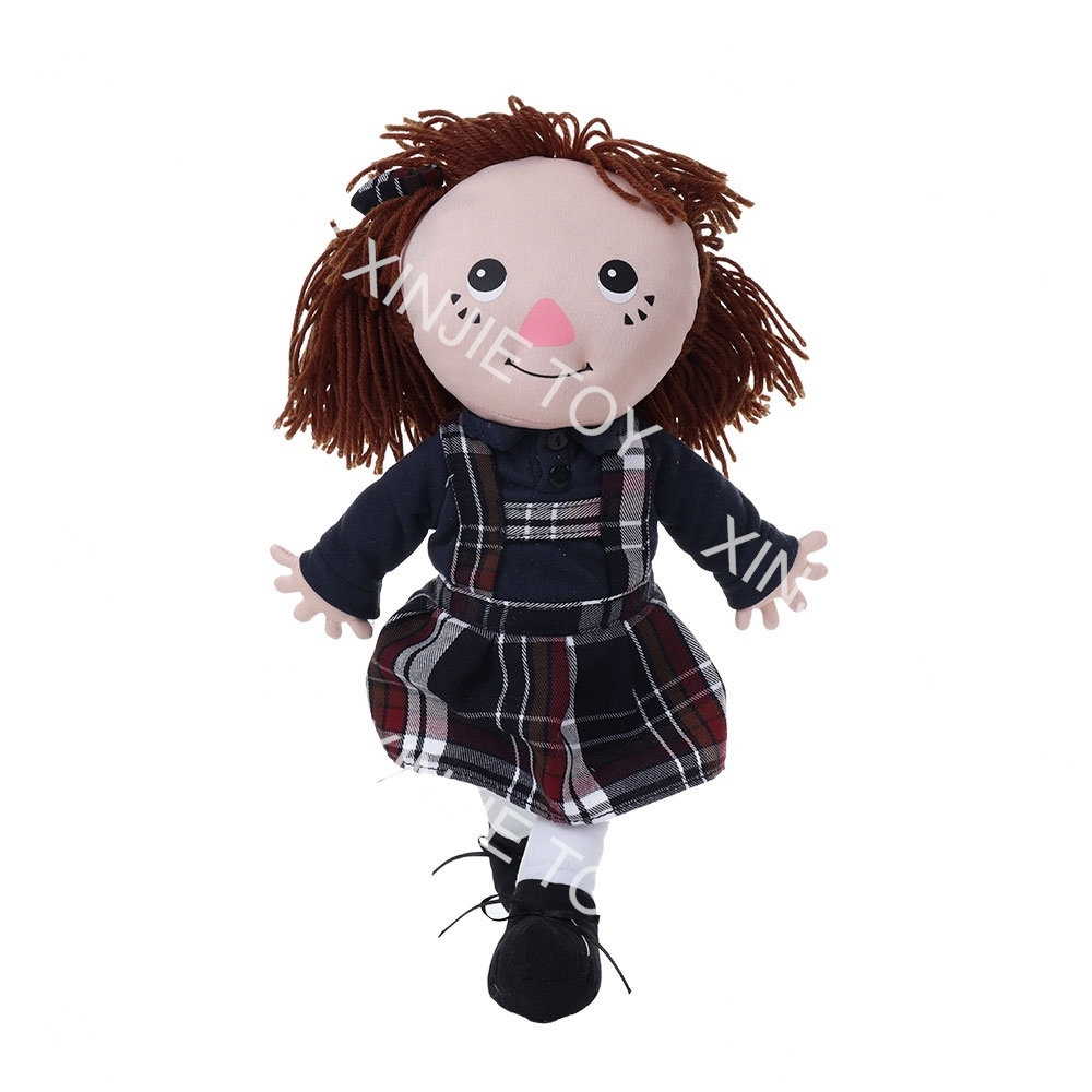 Animation peripheral plush black long hair big eyes doll toys Custom new standing beautiful girl plush toy rag doll girl gift