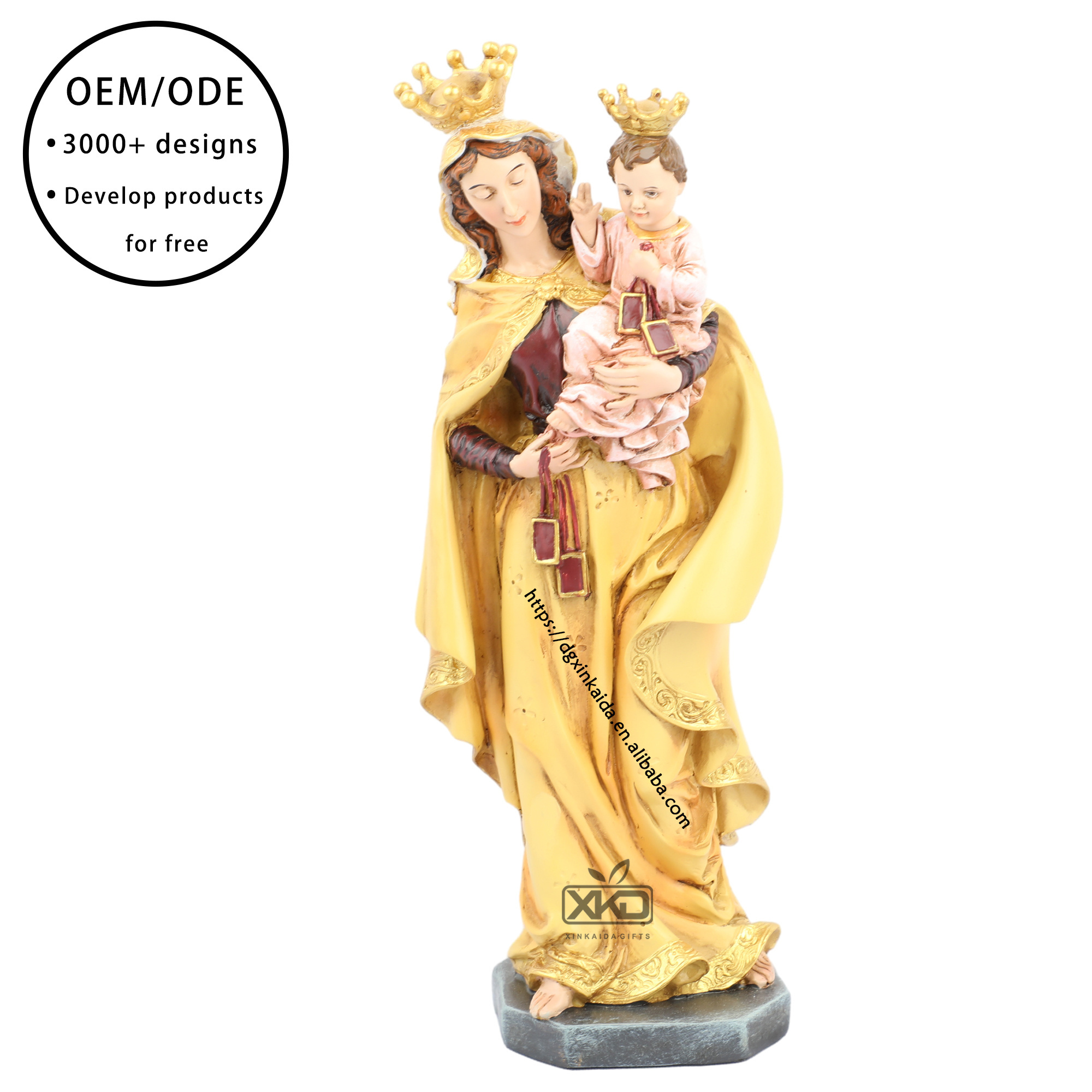 Factory wholesale catholic religious statues resin carmel virgen del carmen baby maria figurine mary statue