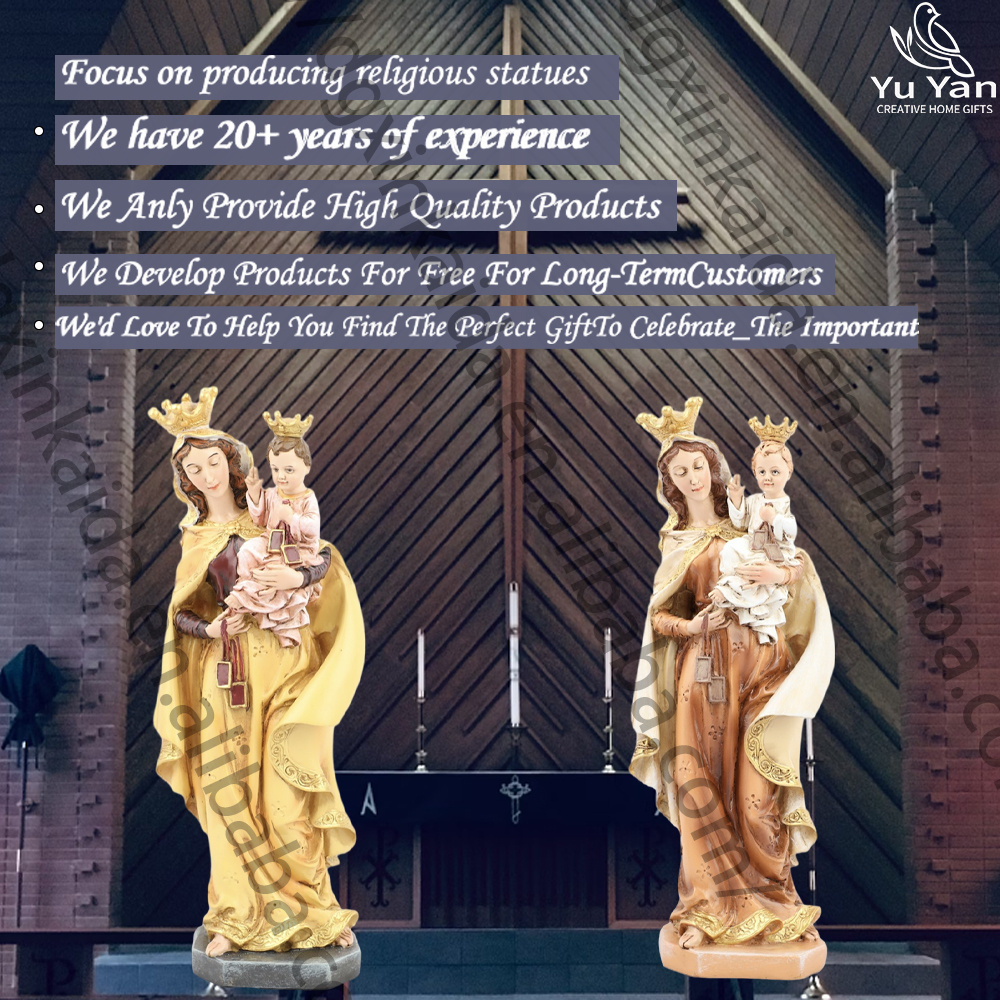 Factory wholesale catholic religious statues resin mother holding jesus african black virgin mary statue