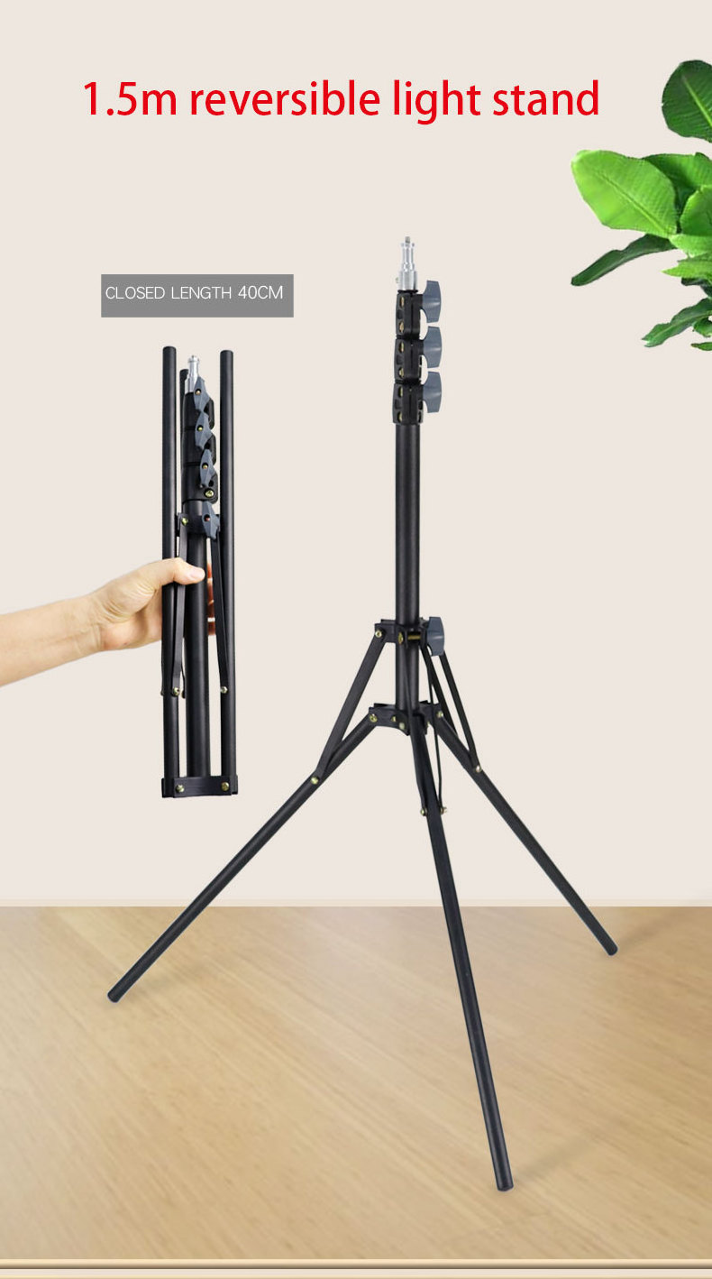 1.5M Reflexion Light Stand Solid Portable Selfie Photo Studio Photographic Lighting Fold Reserved Light Stand 1/4 Screw Tripod