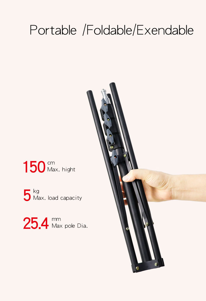 1.5M Reflexion Light Stand Solid Portable Selfie Photo Studio Photographic Lighting Fold Reserved Light Stand 1/4 Screw Tripod