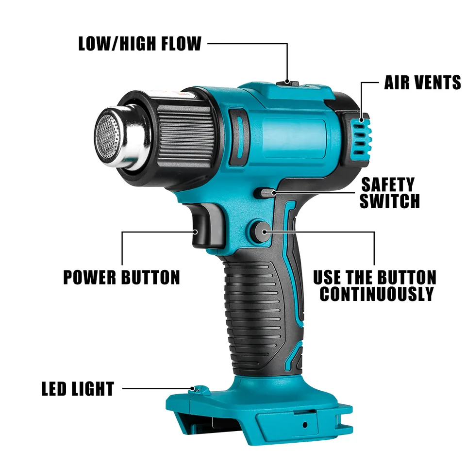 18V/20V lithium battery rechargeable ajustable temperatures cordless power tools heat gun