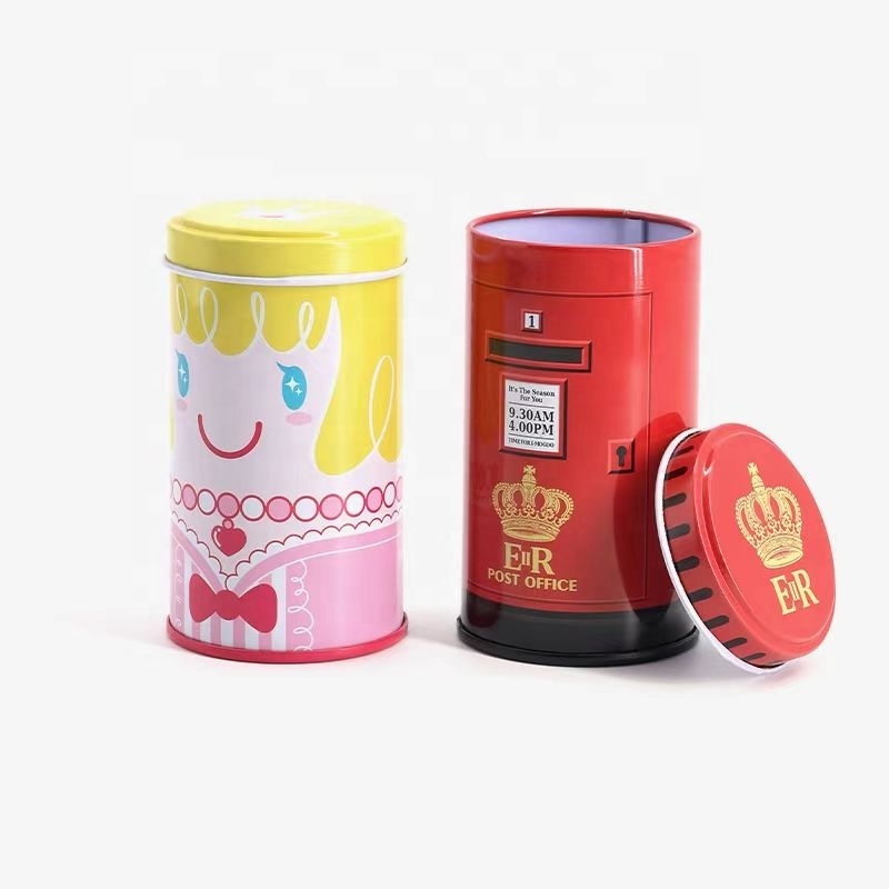 Wholesale Small Cute Round Metal Candy Tin Box Printed Cookie Tins Empty Rectangular Sweet Cookie Metal Cans