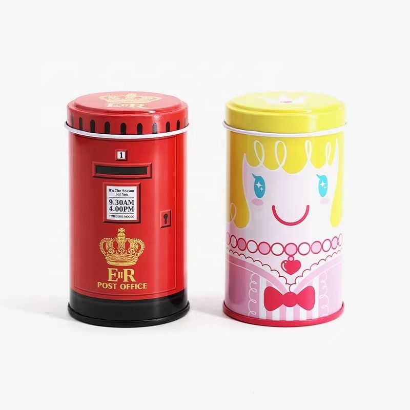 Wholesale Small Cute Round Metal Candy Tin Box Printed Cookie Tins Empty Rectangular Sweet Cookie Metal Cans