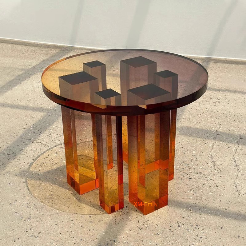 Nordic Pink Purple Small Tea Table Rainbow Acrylic Furniture Square Iridescent Acrylic Coffee Table