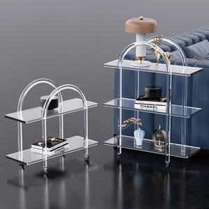 Transparent Acrylic Side Table Ins Multi-layer Shelves Floor Display Shelves Trolley Bedside Storage Corner Table