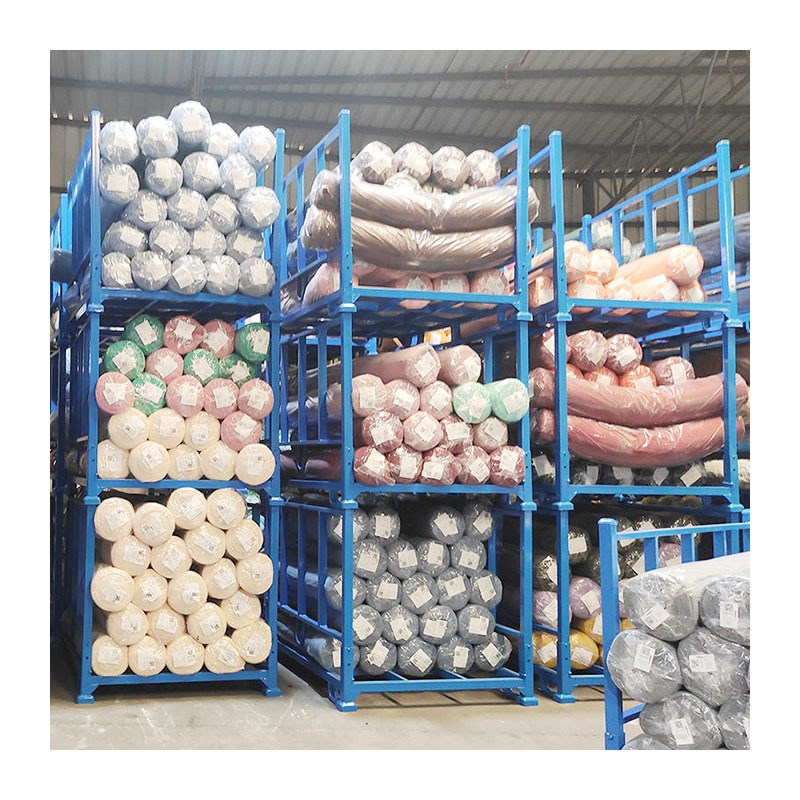 Mracking affordable steel foldable stacking rack custom large size fabric storage racks shelf for warehouse