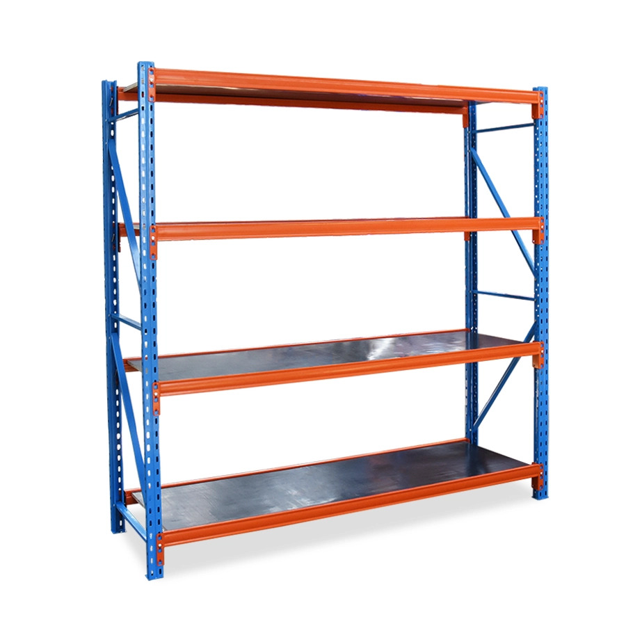 Mracking china customized metal rack boltless 4 tier assemble medium duty long span shelving for sale