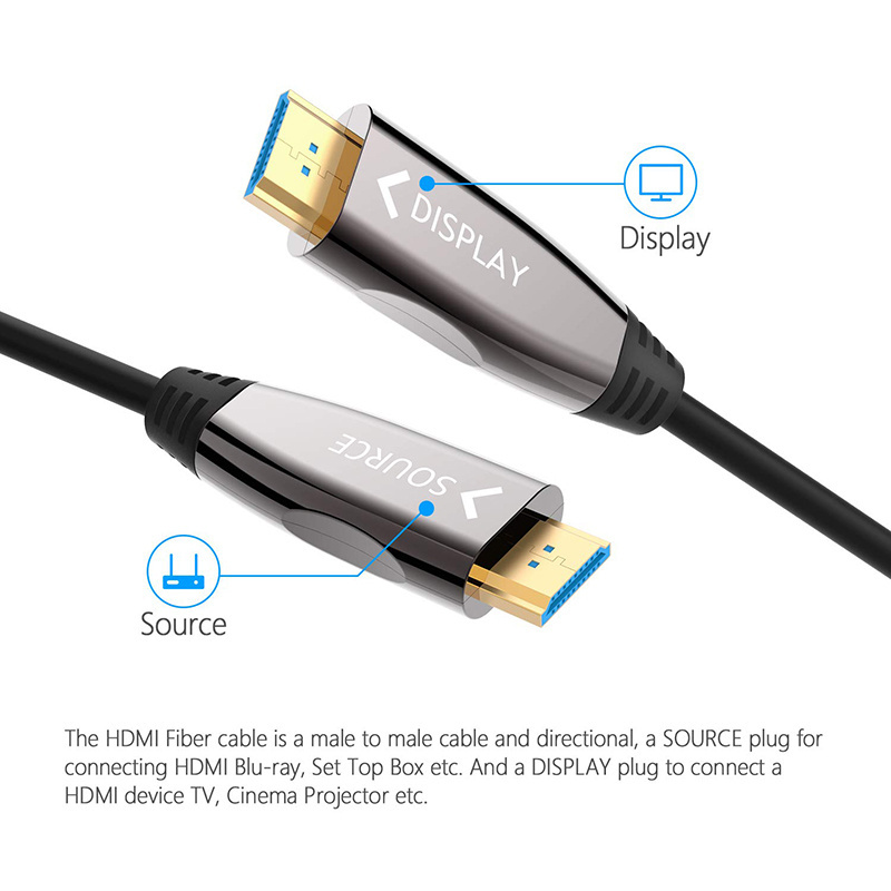 Fiber Optic TV AOC Cable High Speed HDMI 2.0 4K Ultra-HD Active Optical Fiber HDMI Type A-A Cable