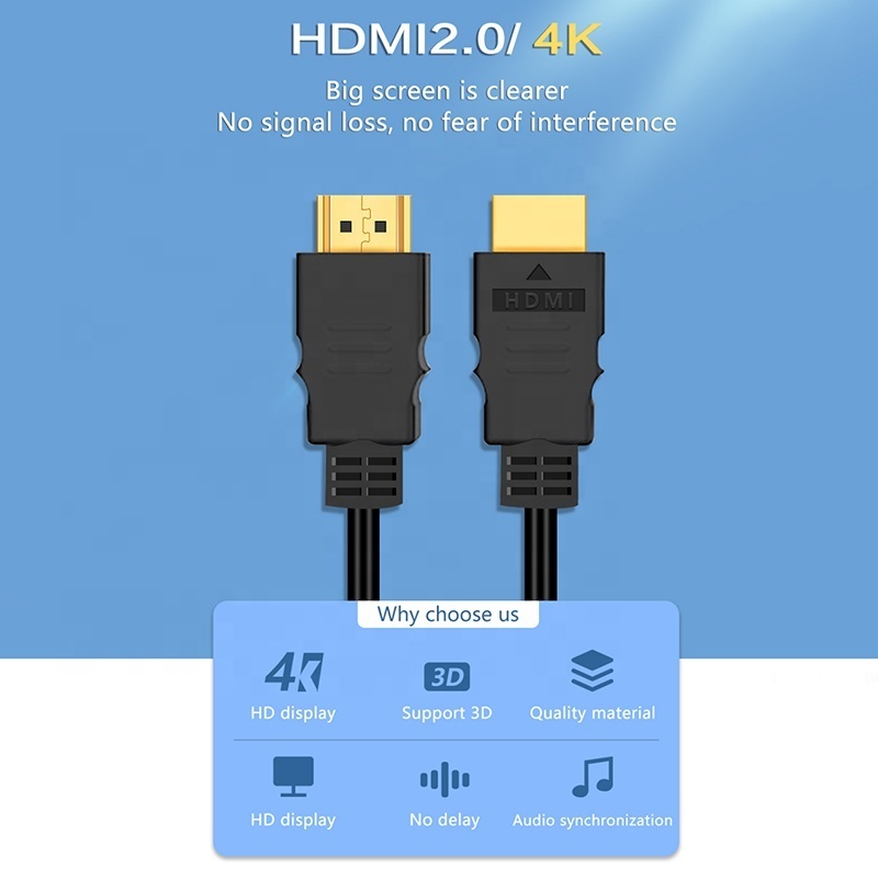 Shenzhen Cheap Cable HDMI-HDMI 4K 2.0 1.4 HDMI Cable Manufacture 0.5M 1M 1.2M 1.5M 1.8M 2M 3M 5M 8M 10M 12M 15M 18M 20M 25M 30M