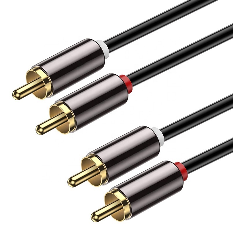 High Quality Gold-Plated 2RCA 2 RCA Male To 2RCA 2 RCA Male Coaxial Stereo Audio RCA AV Cables Hifi Speaker Cable