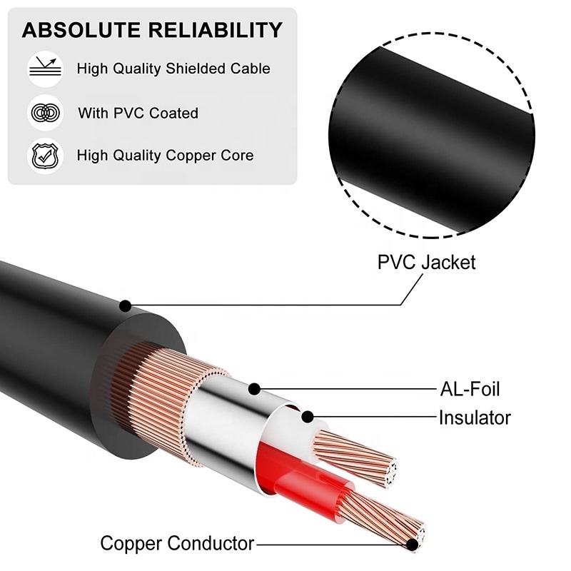 High Quality 3.5MM Jack Plug To 3 RCA Male Video Audio Adapter Cable 3.5MM M To 3RCA M Cable RCA Cord