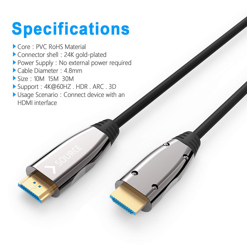 Fiber Optic TV AOC Cable High Speed HDMI 2.0 4K Ultra-HD Active Optical Fiber HDMI Type A-A Cable