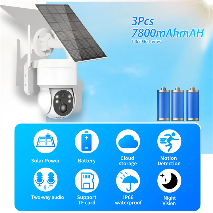 5W Solar Panel 4K 8MP PTZ Wifi Camera Dual Lens Dual Screen IP Camera Outdoor  Auto Tracking Security CCTV Sureveillance icsee