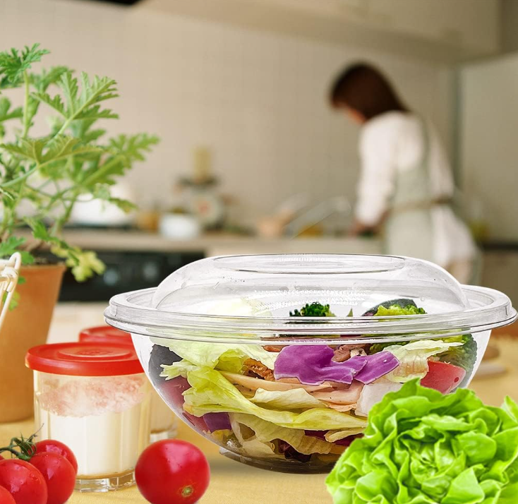 To Go Plastic Bowl Food Plastic Transparent Disposable Bpa Free Salad Bowl With Lid 16oz 24oz 32oz 48oz 64oz Salad Bowls