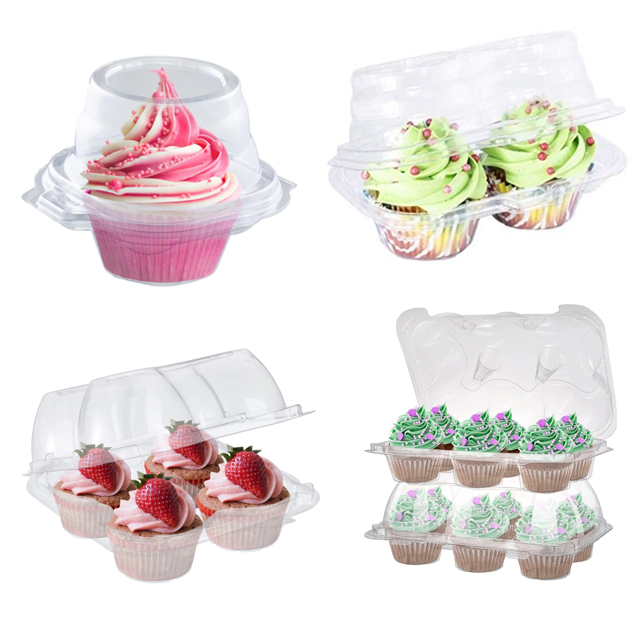 1 2 4 6 12 24 Count Clear Plastic PET Cupcake Containers Wholesale Cupcake Plastic Container Cupcakes Containers