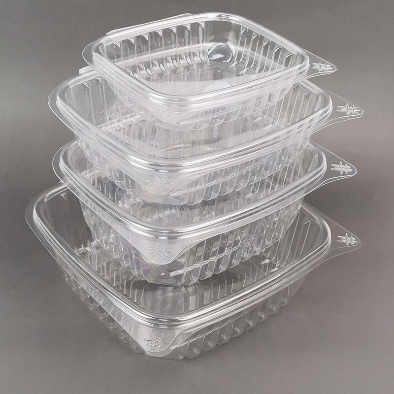 8oz 12oz 16oz 24oz 32oz 48oz Reusable Clear Plastic PET Hinged Clamshell Fruit Salad Box Packaging Deli Food Container