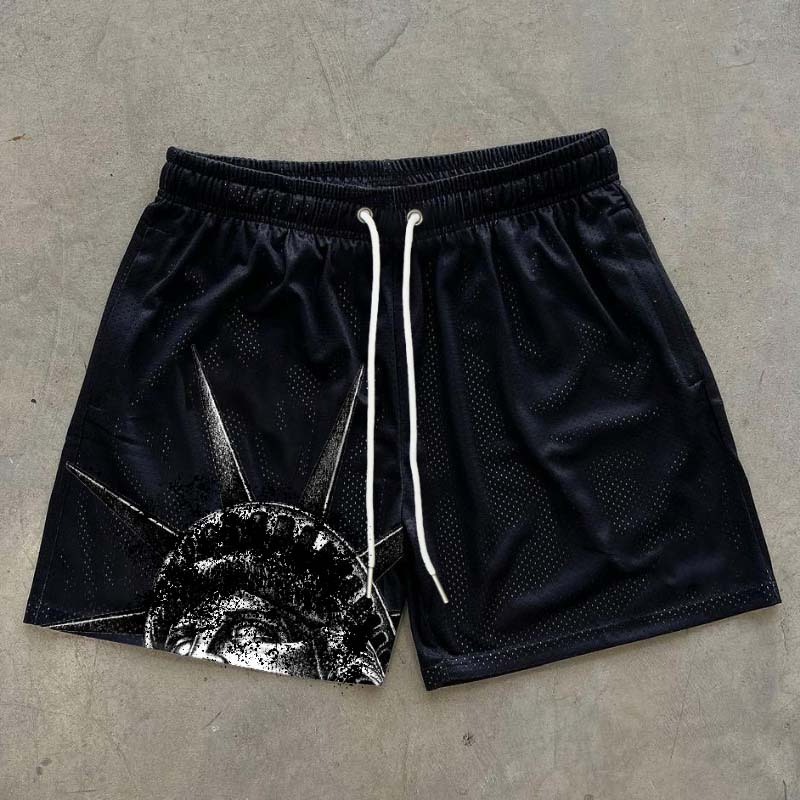 100% Cotton Athletic Mesh Gym Shorts Wholesale Graphics Digital Print Polyester Men's 6 Inch Inseam Drawstring Shorts For Men