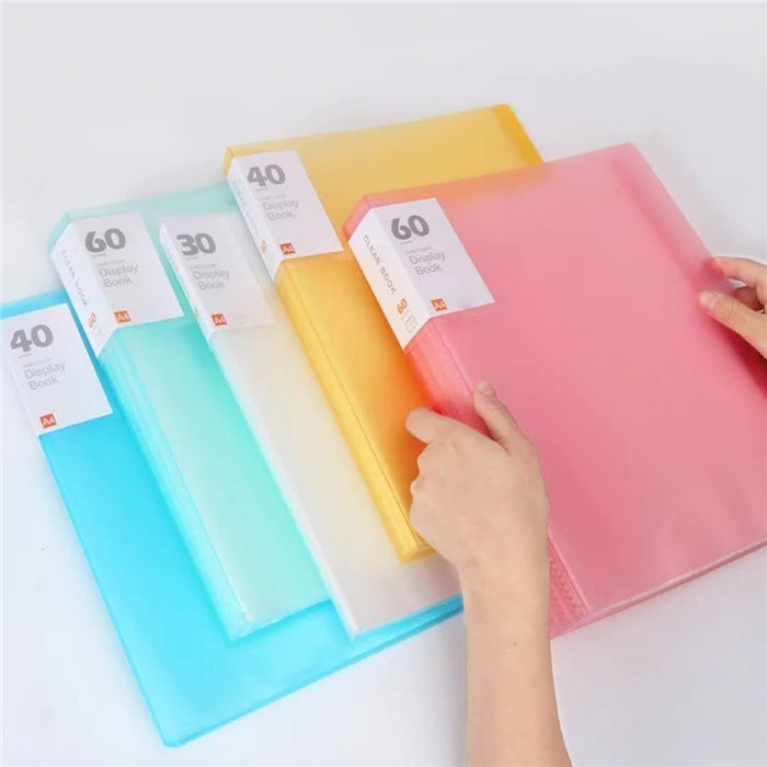 Clear Book 40 Pocket File Folder A4 Size 80 Page Protector Presentation Book Sheets for Report Artworks Meeting Blue