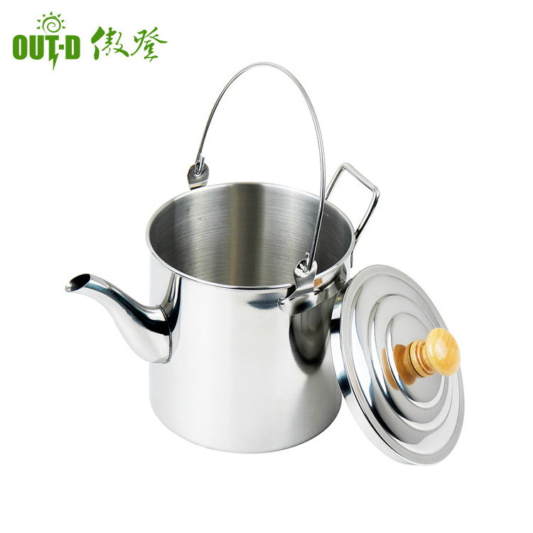 Outdoor portable stainless steel camping gooseneck travel teapot kettle