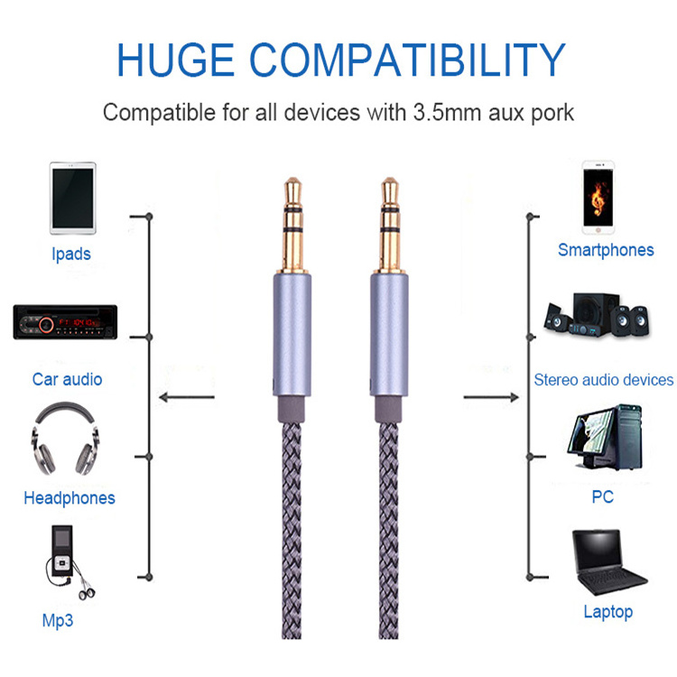 Headphone Earphone Mono 2m 6ft Dc 3.5 mm Aux Kabel For Car 3.5 Jack Auxiliary Hifi 3.5mm Stereo Headphones Audio Cable