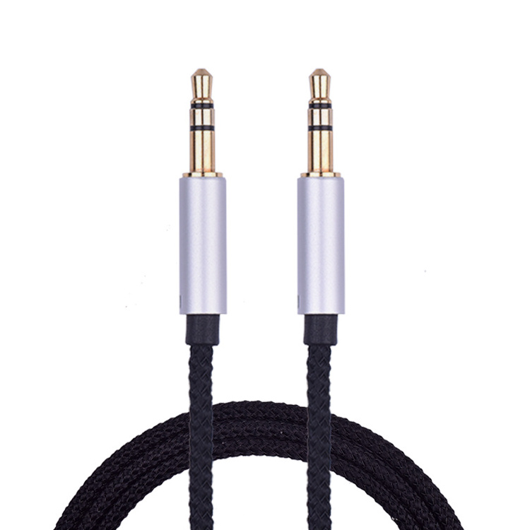 Stereo Slim Mono Shielded Wire 1m Aux Jack Weave Male Nylon Braided Audio 3.5 Mm To 3.5mm Cable