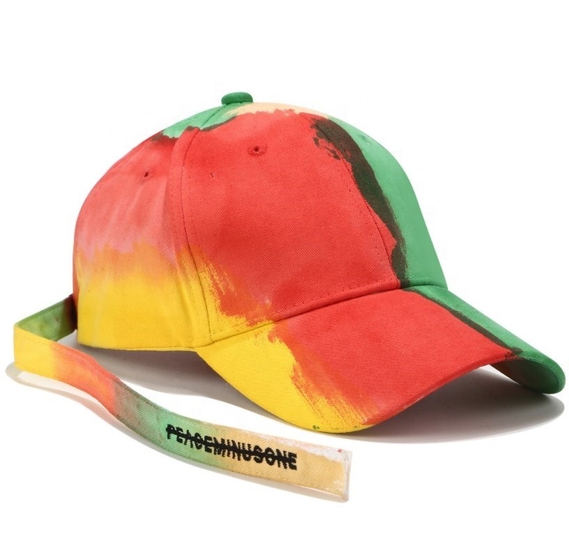 Tie-dye hats couples color matching fashion long strap baseball caps for men and women  summer graffiti caps