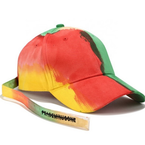 Tie-dye hats couples color matching fashion long strap baseball caps for men and women  summer graffiti caps