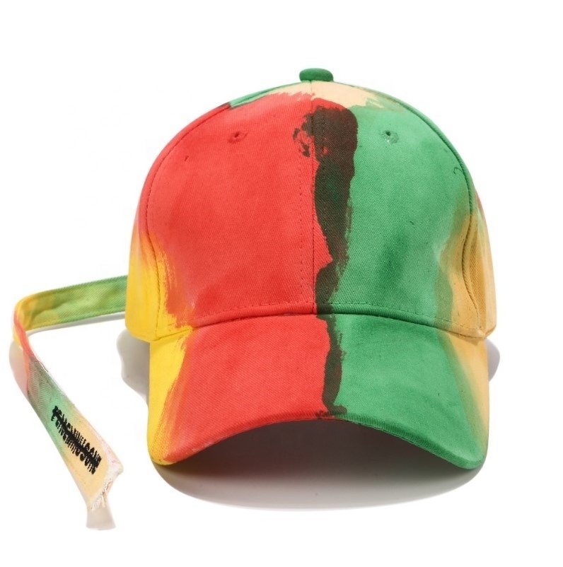 Tie-dye hats couples color matching fashion long strap baseball caps for men and women  summer graffiti caps