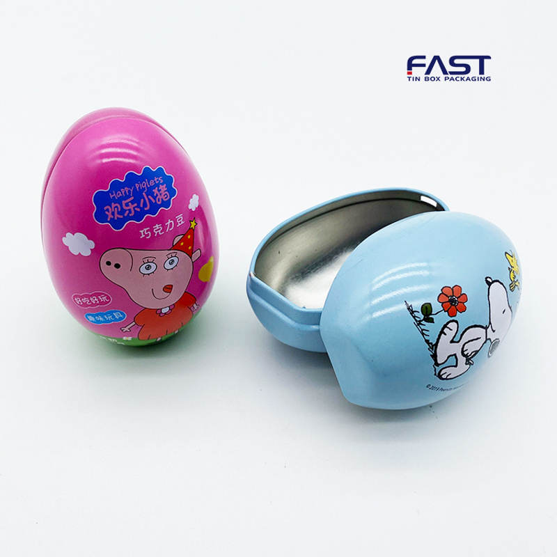 Manufacturer Customized Printing Food Safe Package Egg Shaped Mini Metal Box Christmas Marble Chocolate Sweet Candy Gift Tin Box