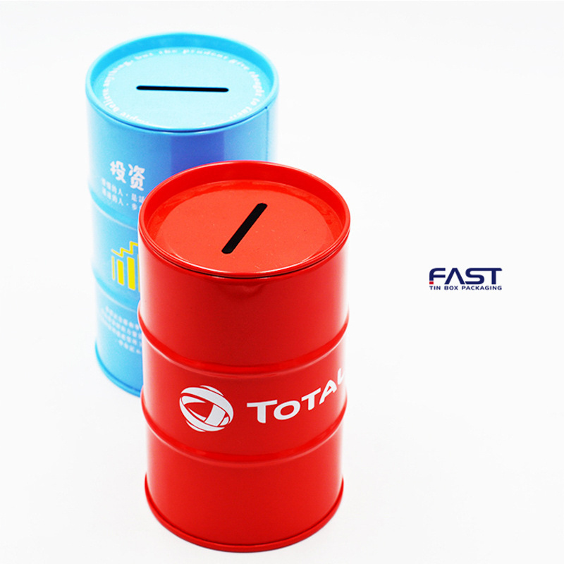 Wholesale Custom Empty Saving Can Piggy Bank Tin Cans Round Cylinder Cans Tins Collection Coin Bank Tin Box