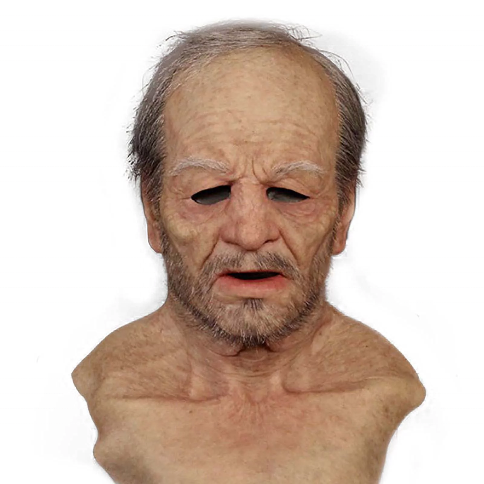 Halloween Costume Latex Mask Horror Party Elderly Man Realistic Wig Grandfather Head Cover Mask