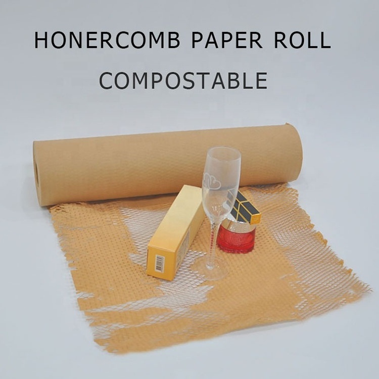 Protective Cushioning Customized Size 50cm 10m 80Gms Packaging Roll Black White Brown Kraft Wrap Honeycomb Paper