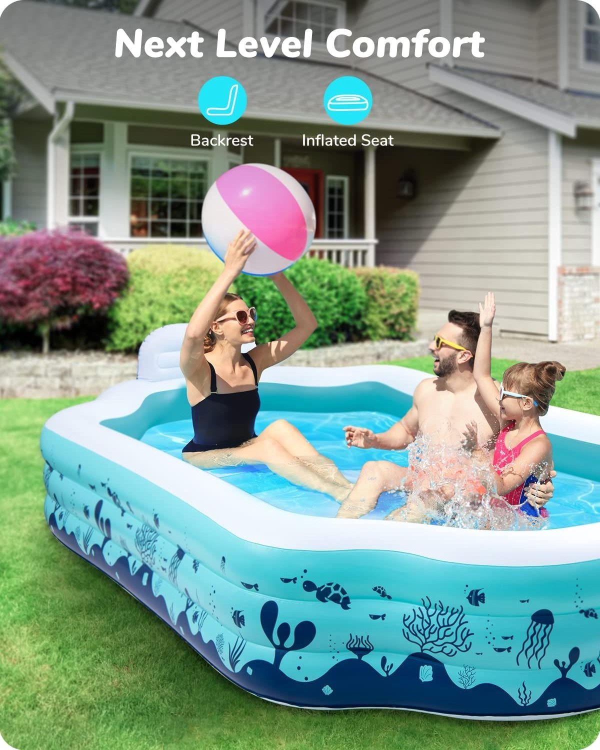 Home Family Kids Full Sized Inflatable Lounge Pool Children Garden Backyard Inflatable Swimming Pool