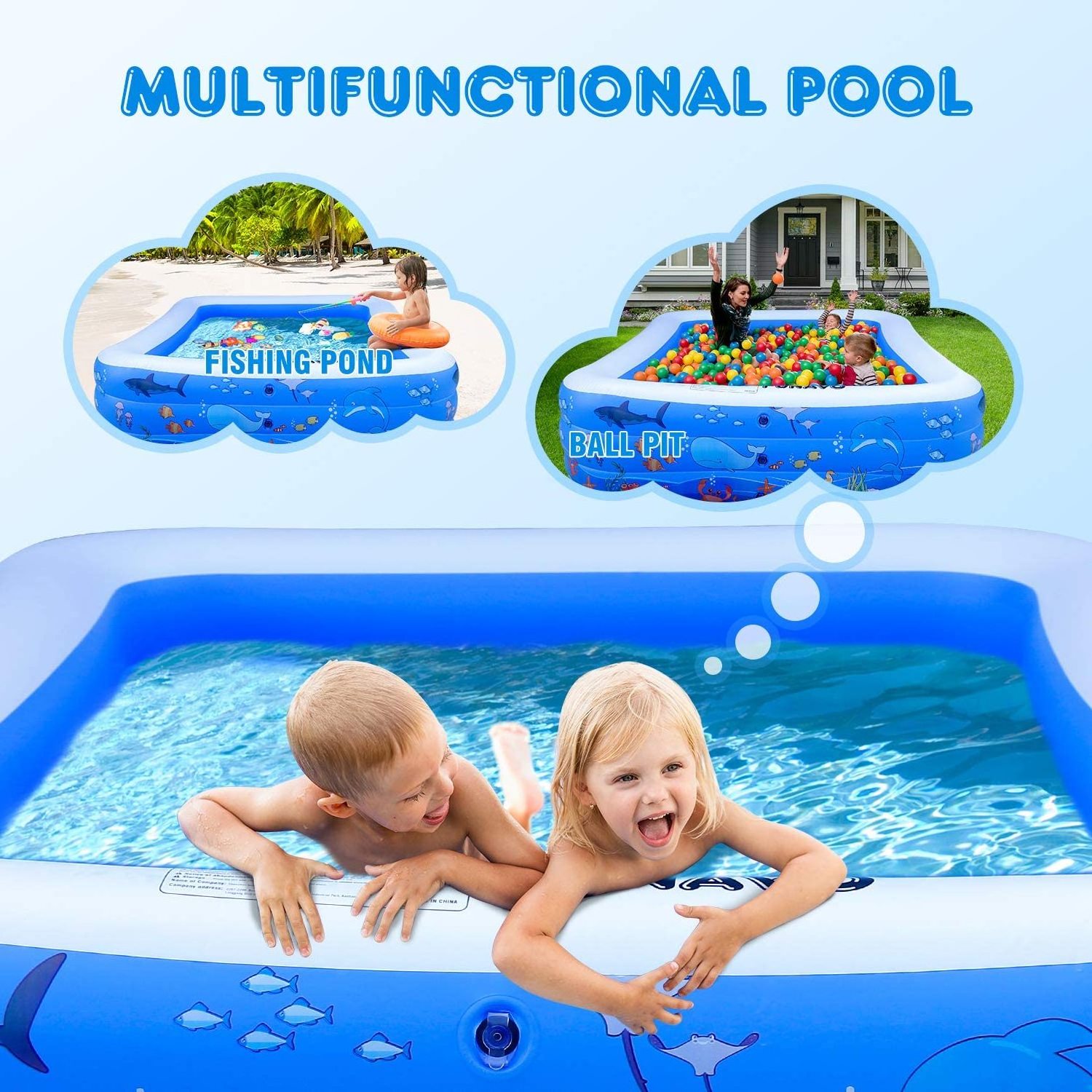 Wholesale baby indoor and outdoor 3 ring pool inflatable baby swimming pool