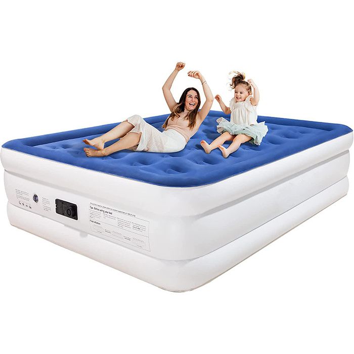 Luxury Pvc And Flocking King Size Self-Inflating Air Bed With Built In Pump Inflatable Bed