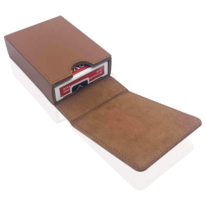 Single Deck Leather Playing Card Case Holder