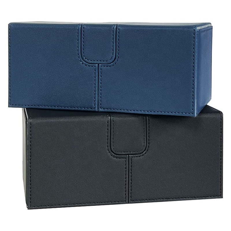 Premium PU Leather black  Sleeved Cards X-Large Magnetic Deck Boxes Card Box Deck Storage Case with 3 Tray