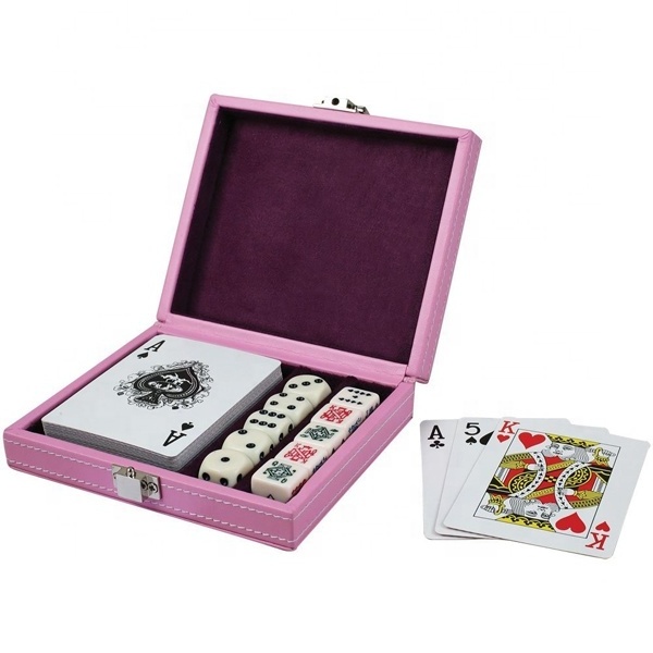 Premium leather poker set