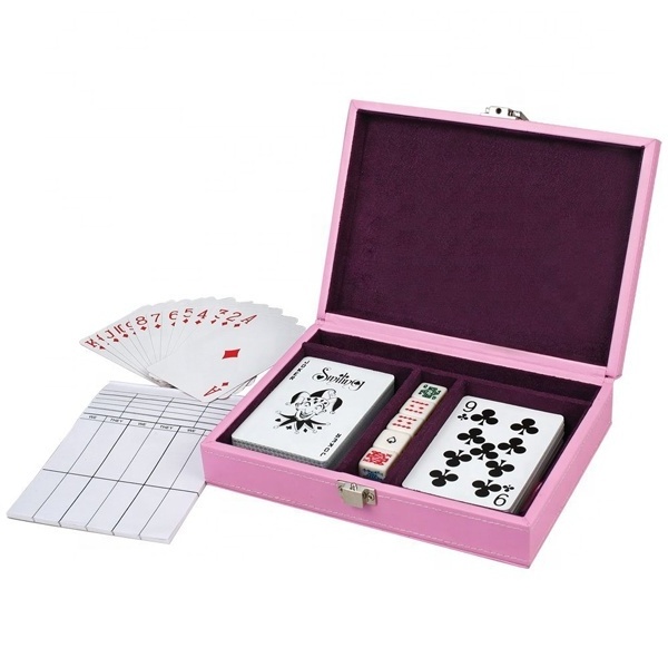 Premium leather poker set