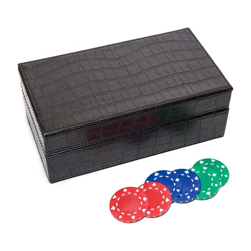 Luxury High-end clay chips 100pcs poker dice set with magnetic closure PU leather poker chip game set