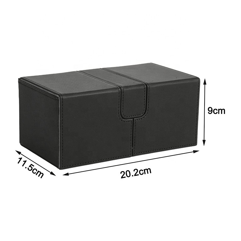 Premium PU Leather black  Sleeved Cards X-Large Magnetic Deck Boxes Card Box Deck Storage Case with 3 Tray