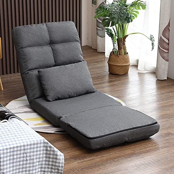 Flip Chair Convertible Sleeper Couch Futon Bed Lounger with Pillow