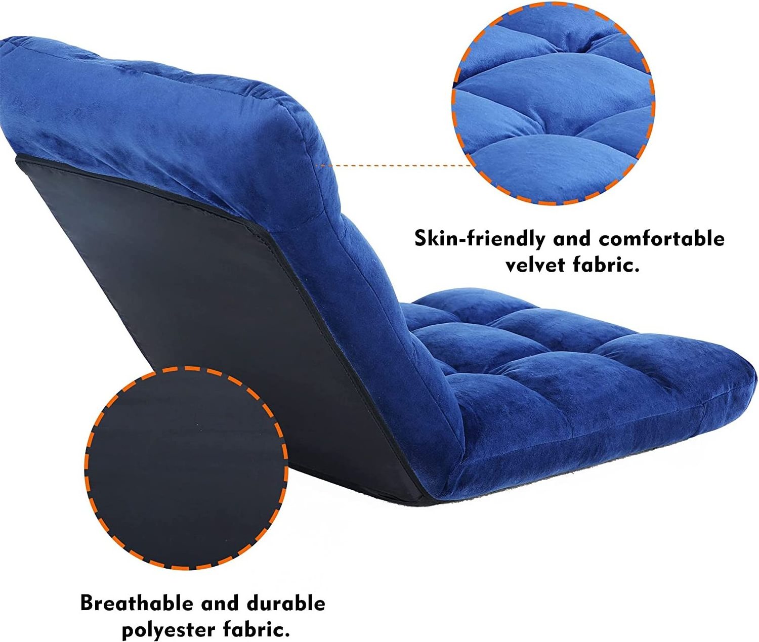 Quality Microfiber Folding Adjustable Sleeper Bed Couch Recliner floor Lounge Sofa Chair for Gaming