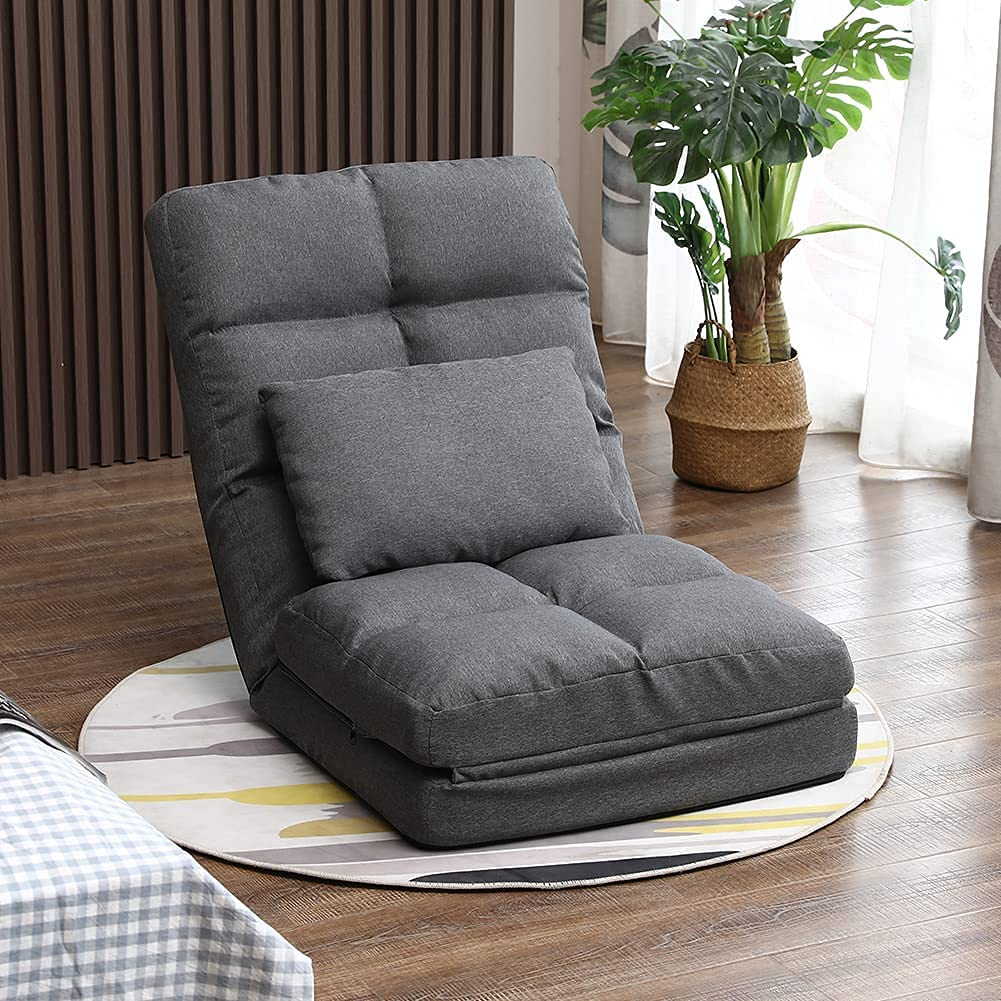 Flip Chair Convertible Sleeper Couch Futon Bed Lounger with Pillow